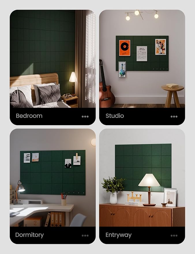 Large Felt Bulletin Board 36" x 24"Cork Board Alternative-6 Pack with 40 Safe Removable Adhesive Tabs, Cork Boards for Walls Cork Board for Home Office Classroom Pin Board-Aurora Green