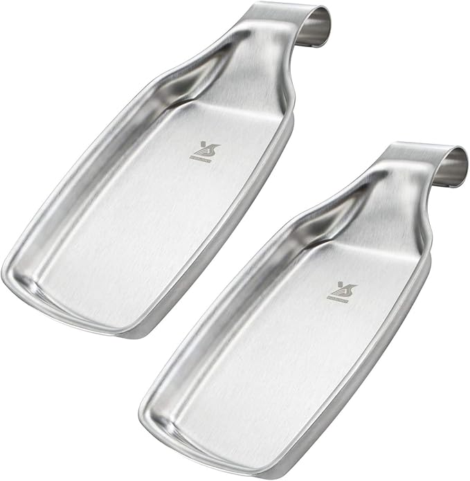 MSY BIGSUNNY Spoon Rest for Stove Top, 304 Stainless Steel Cooking Utensils Spatula Rest for Kitchen Counter, 2 Pack