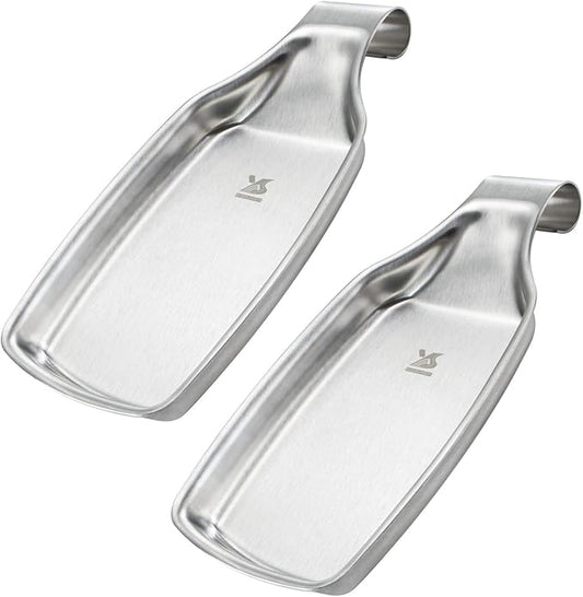 MSY BIGSUNNY Spoon Rest for Stove Top, 304 Stainless Steel Cooking Utensils Spatula Rest for Kitchen Counter, 2 Pack