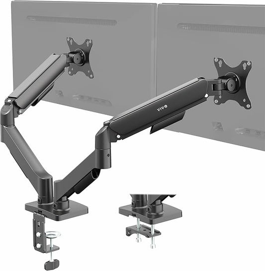 VIVO Dual Monitor up to 32 inches and 19.8 lbs per Screen, Pneumatic Arm Desk Mount, Articulating Counterbalance, VESA Stand, Classic, STAND-V002O