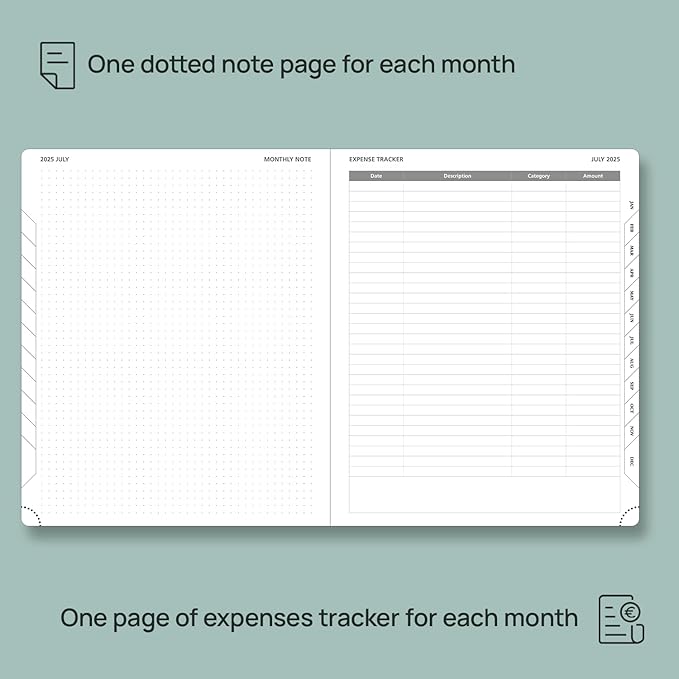 POPRUN Monthly Planner 2025-2026 (Large- 8.5" x 10.5" Soft Cover), 18-Month Calendar Book (Jul.2025-Dec.2026), Calendar Planner with Monthly Tabs & Pocket, 100 GSM Paper - Brown
