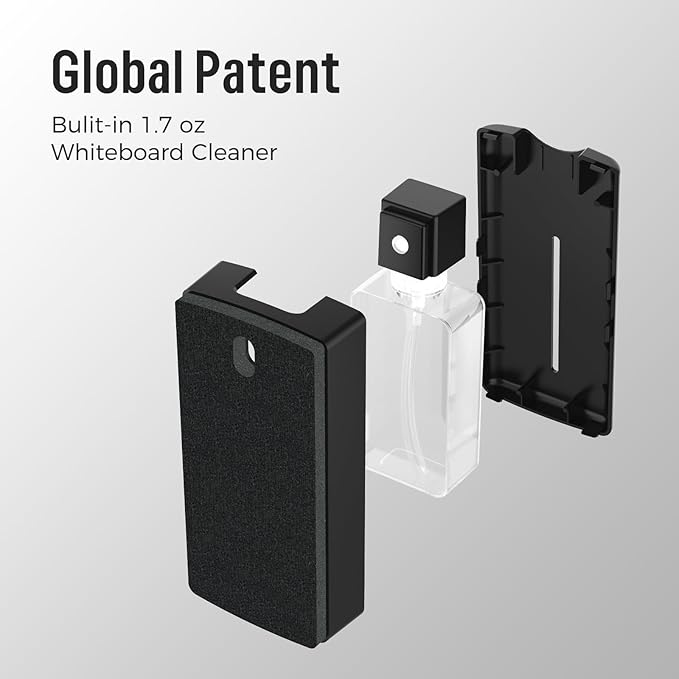 loukin All-in-One Magnetic Dry Erase Eraser, Patent Whiteboard Eraser with Whiteboard Cleaner, Ideal for Classroom, Home and Office Use, 2 Markers Included