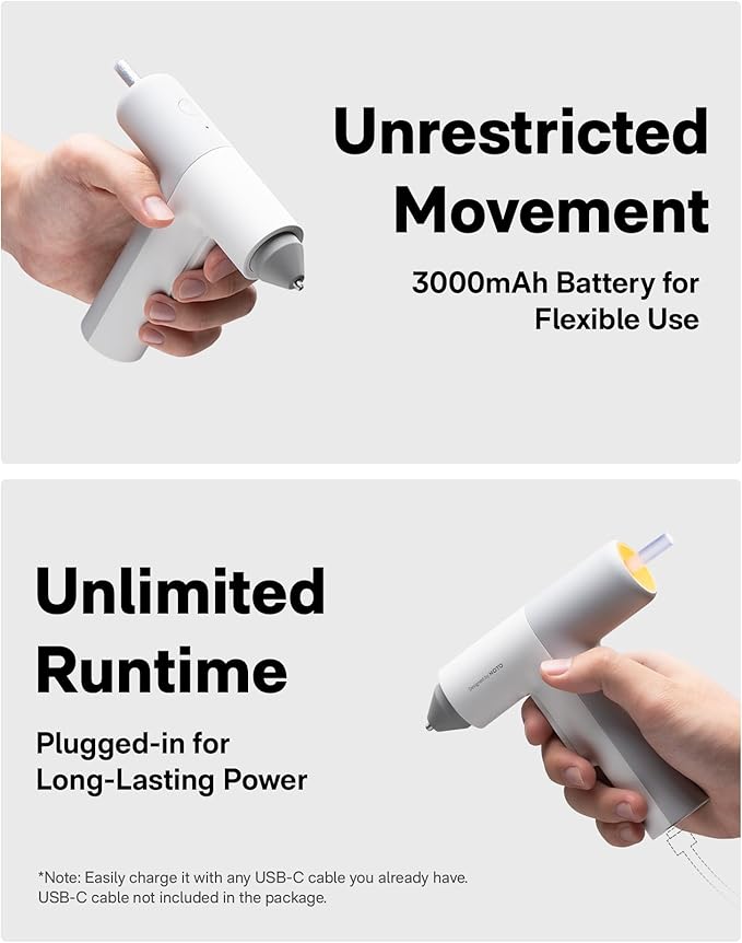 HOTO Cordless Auto Dispensing Glue Gun, Easyflow Hot Glue Gun with 40 Glue Sticks, 30s Fast Preheating, 3000mAh, Anti-Scald & Anti-Drip, Wireless/Wired, Ideal for DIY/Kids Crafts & Home Repairs