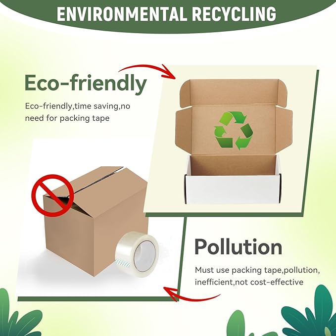 10"x8"x3" Shipping Boxes Set of 5, White Corrugated Cardboard Box Literature Mailer