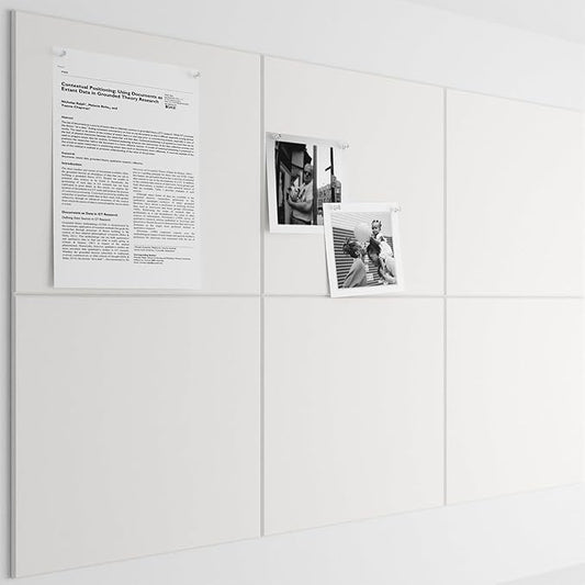 Bumusty Large Cork Board 36"x24" Alternative - 6 Pack Felt Wall Tiles with 40 Safe Removable Adhesive Tabs, 30 Pushpins, Cork Boards for Walls Pin Board Bulletin Board Office Decor (Milky White)