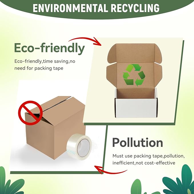 50 Pack 6"x4"x3" inch Small Shipping Boxes White Corrugated Cardboard Box for Small Business, Mailer, Shipping, and Packing