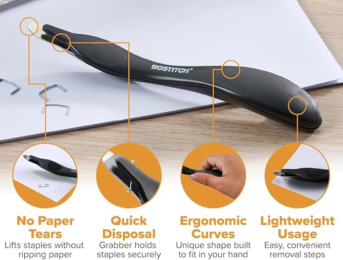 Bostitch Office Easy Staple Remover, Magnetic Tip, 3-Pack (40000M-BLK-3PK)