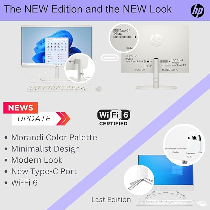 HP 22 inch FHD All-in-One Desktop Computer PC 2025 Flagship, 32GB RAM, 1.5TB Storage (1TB SSD + 500GB Ext), Intel Celeron CPU, Webcam, WiFi 6, HubxcelAccessory, Win 11 Pro, Lifetime Office 2024