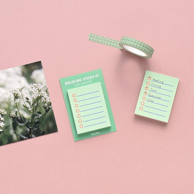 Monolike Color Boldline Sticky-It - 5p Set Self-Adhesive Memo Pad 50 Sheets