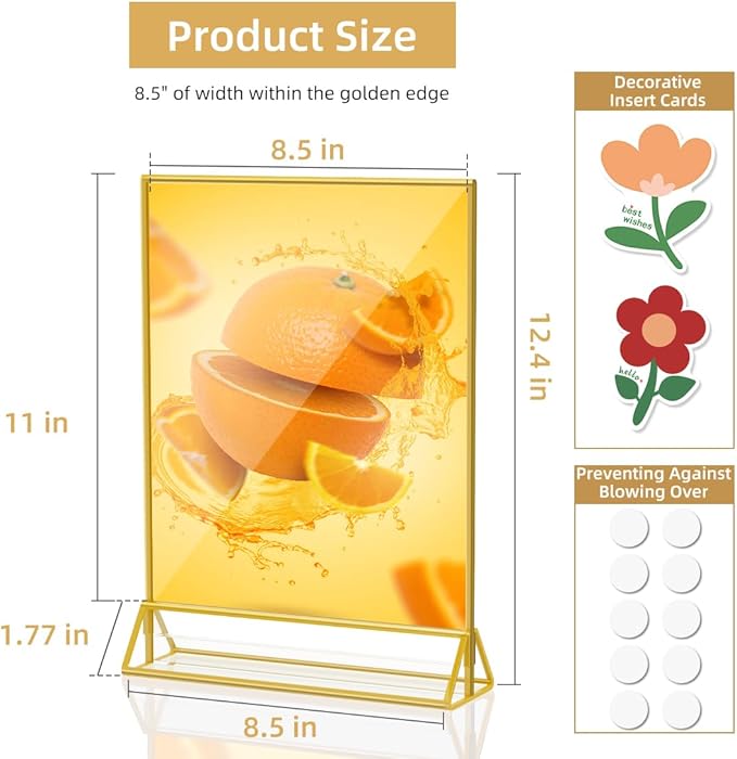 Acrylic Sign Holder 8.5X11 Double Sided Table Flyer Holder , Plastic Acrylic Display Stand for Home Office Shop Restaurant (12pcs)