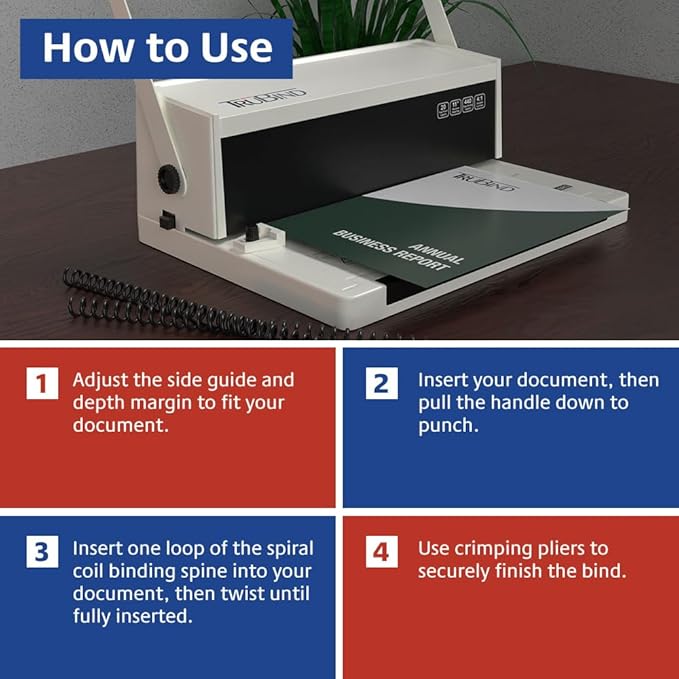 TruBind Manual Coil Binding Machine with Adjustable Side Margin | 20 Sheet Punch Capacity | Bind up to 440 Sheets with 4:1 Pitch | 2-Year Warranty | Heavy-Duty Coil Crimping Pliers Included