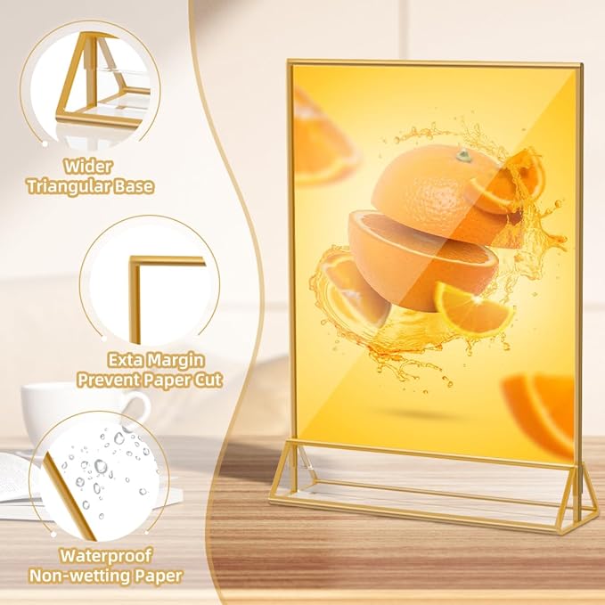Acrylic Sign Holder 8.5X11 Clear Sign Holder,Double Sided Flyer Holder, Table Menu Holder Display Stand for Wedding Table Number (6pcs)