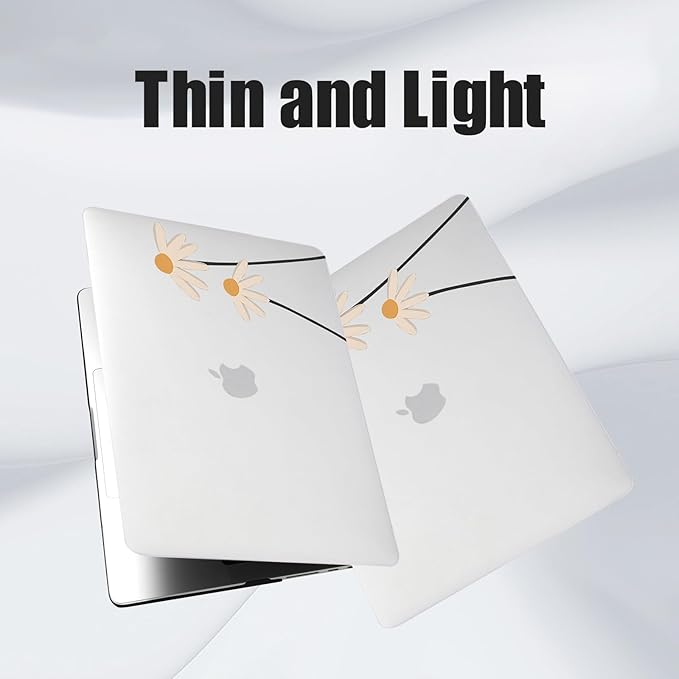 DTangLsm Compatible for MacBook Air 13 inch Case 2025 2024 2023 2022 M4 M3 M2 A3240 A3113 A2681, Smooth Plastic Hard Shell Protective Cover for MacBook Air 13.6 Laptop Case+Keyboard Cover,Daisy Flower