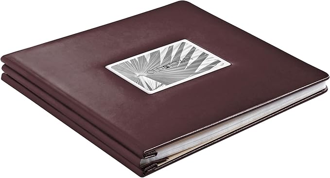Old Town Bonded Leather Photo Album, Large Leather Scrapbook, Expandable Scrapbook Album 12x12 Double-Sided White Paper Pages and Optically Clear Pockets, Faux Suede Lining, Burgundy