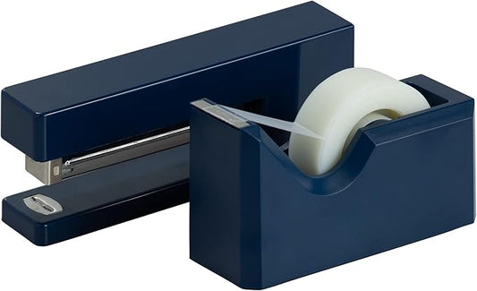 JAM PAPER Office & Desk Sets - 1 Stapler & 1 Tape Dispenser - Navy Blue - 2/Pack