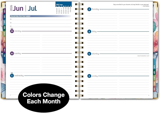HARDCOVER 2026 Planner, 8.5"x11": 14 Months (November 2025 - December 2026), Daily Weekly Monthly Planner, Yearly Agenda, Bookmark, Pocket Folder and Sticky Note Set (Watercolor Butterflies)