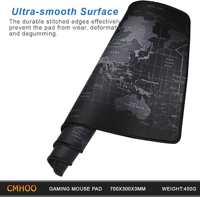 Large Gaming Mouse Pad/Mat with Smooth Surface and Stitched Edges Non-Slip Rubber Base Extended Game Mouse Mat|27.5" x 11.8" x 0.1" (Map(70 * 30 * 0.3cm))