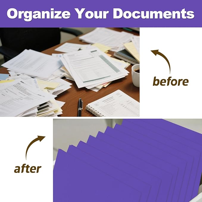 Folders with Pockets, LAYZZ 60 Pack Paper Pocket Folders, 2 Pocket Folders Fits Letter Size Paper, for School Office and Home (Purple)
