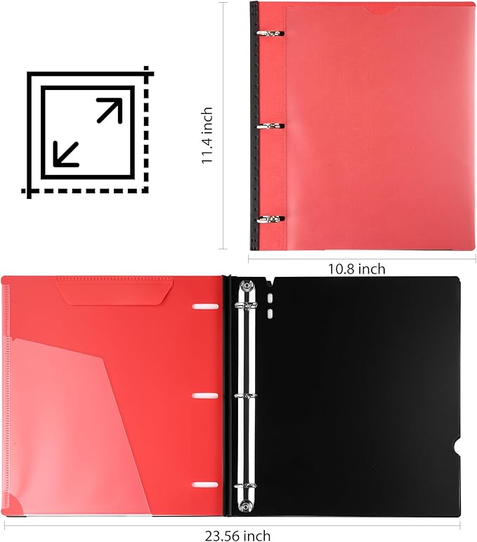 1 Inch Telescoping 3 Ring Binder-4PCS, Flexible Binder with Customized Front Cover, Holds 225 Sheets, School Office Supplies, 4 Colors