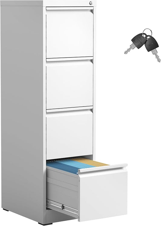 4 Drawer File Cabinet,Metal Filing Cabinets for Home Office,Vertical File Cabinet with Lock,Heavy Duty Metal Storage Cabinet for A4/Letter/Legal Size Files,Assembly Required