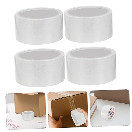 4 Rolls Heavy Duty Transparent Packaging Tape BOPP Adhesive Carton Sealing Tape Multipurpose for Industrial Shipping and Handling