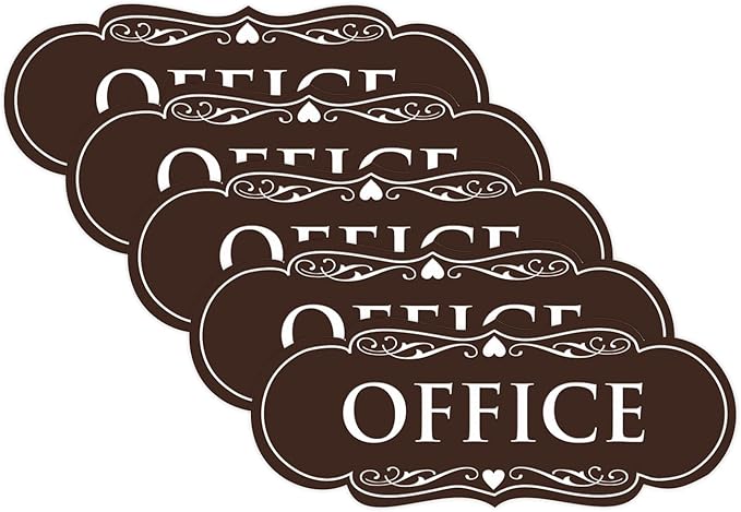 All Quality Designer Office Sign | Easy Installation ‌ - Dark Brown - Medium (5 Pack)
