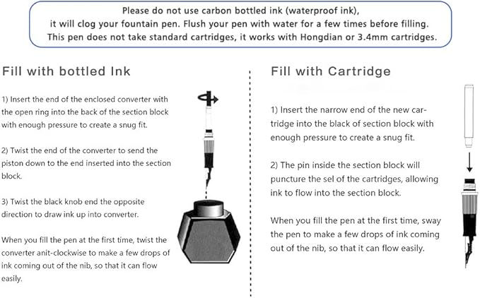 Asvine Black Forest Fountain Pen Fine Nib, Ink Cartridge Not Included, Classic Design with Converter and Metal Pen Case Set
