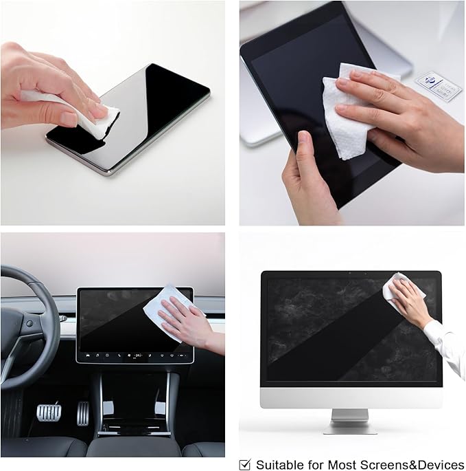 Screen Wipes for Electronics, 120 Count 6"x6" Pre-Moistened Screen Cleaner for Screens, Computer,Laptop,Tablet,Phone,Monitor,Car Screen Cleaner, Lens Wipes Individually Wrapped