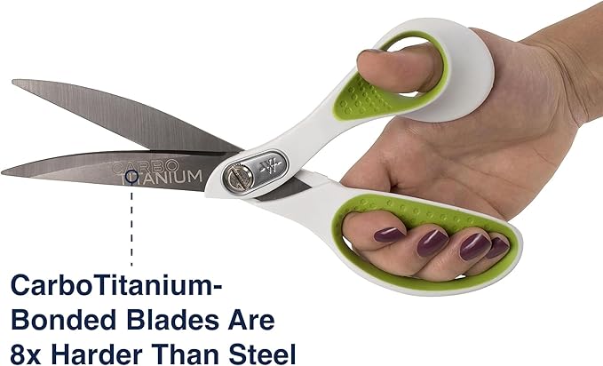 Westcott 7- and 9-Inch CarboTitanium Fabric Scissors for Fabric Cutting, Quilting, and Sewing Projects, White/Green, 2 Pack