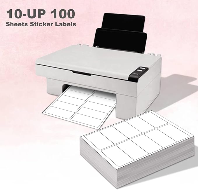 BESTEASY 2x4 Shipping Labels, FBA 10 Up Address mailing Labels, 100 Sheets Sticker Labels Compatible Laser/InkJet(1000 Labels)