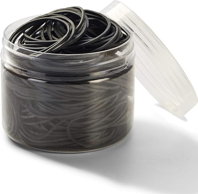 AMUU Rubber Bands 300pcs Black Small Rubber Bands for Office School Home size16 Elastic Band