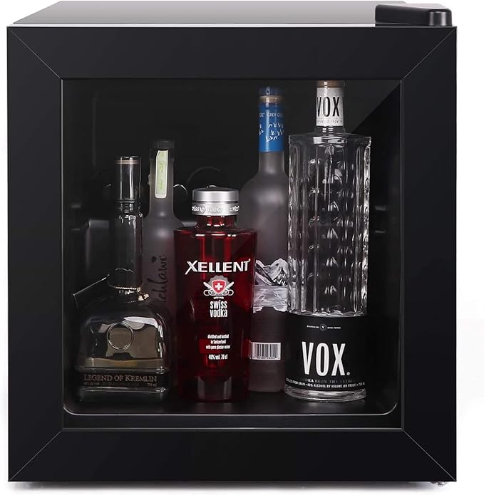 1.1 Cu Ft Mini Freezer Display Freezer with LED Light 2 Removable Shelves 7 Temperature Settings -8°F to 14°F Perfect for Liquor and Ice Cream