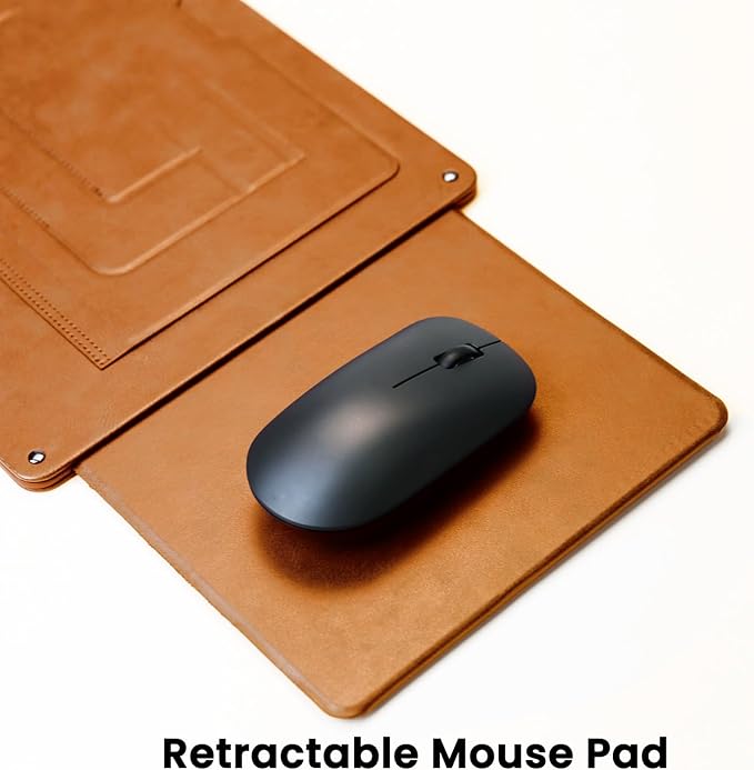 PUNCUBE Portable Lap Desk -Ultra Slim&Compact Laptop Desk in Sleek Design with Retractable Mouse Pad, Adjustable Stand, Expandable Surface, and Heat Protection for Laptops and Tablets (Blonder Brown)