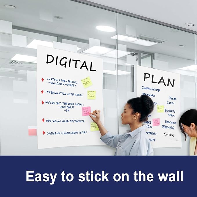 Comix Sticky Easel Pad, 25 x 30 Inches Flip Chart Paper for Teachers, Large Self Stick Easel Paper for Office School Classroom Supplies, 30 Sheets/Pad, 8 Pads/Pack