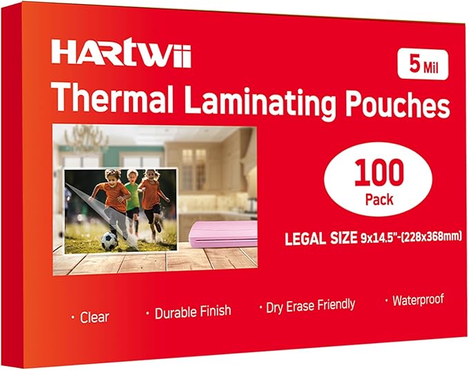 100Pack Legal Size Laminating Sheets 9x14.5inches Thermal Laminating Pouches for Extra Protection 5 Mil Clear Laminator Sheet