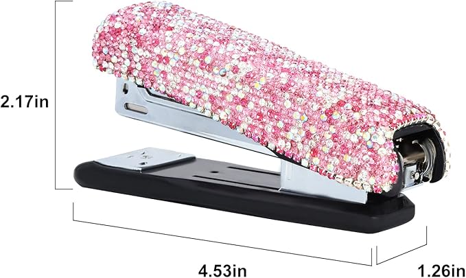 KEYPOWER Diamond Crystal Handmade Bling Dazzling Pink Stapler for Office, School, or Home