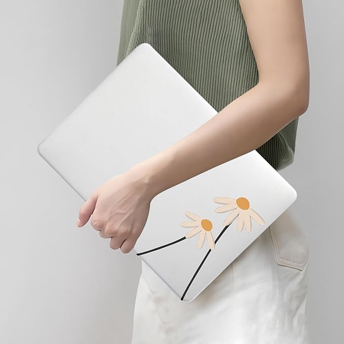 DTangLsm Compatible for MacBook Air 13 inch Case 2025 2024 2023 2022 M4 M3 M2 A3240 A3113 A2681, Smooth Plastic Hard Shell Protective Cover for MacBook Air 13.6 Laptop Case+Keyboard Cover,Daisy Flower