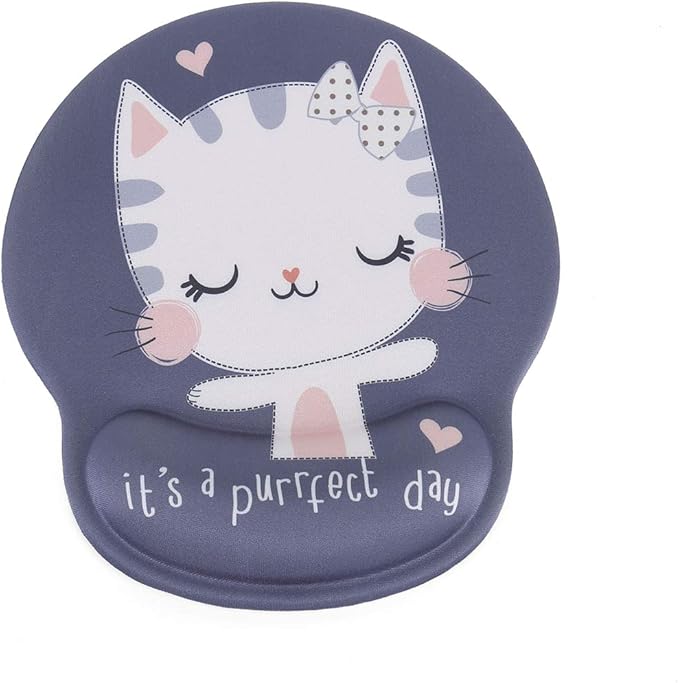 RICHEN Keyboard Wrist Rest and Mouse Pad with Wrist Support, Memory Foam Set for Computer/Laptop/Mac,Gaming and Office, Sturdy & Comfortable & Lightweight for Easy Typing & Pain Relief (Cute Cat)