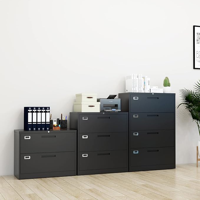 Lateral File Cabinet with Lock, 2 Drawer Large Metal Filing Cabinet,Home Office Lockable Storage Cabinet for Hanging Files Letter/Legal/F4/A4 Size-Assembly Required