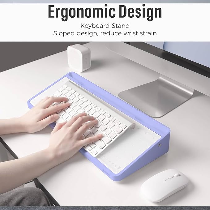 LOUKIN Glass Desktop Whiteboard, 15.3" x 5.6" Dry Erase Desk Board with Dotted and Graduated Surface, Desktop Buddy, Great for Design and Drawing, 3 Markers and 1 Dry Erase Eraser Included (Purple)