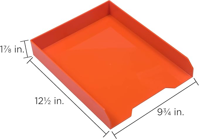 JAM PAPER Stackable Paper Trays - Orange - Desktop Document, Letter, & File Organizer Tray - 2/Pack