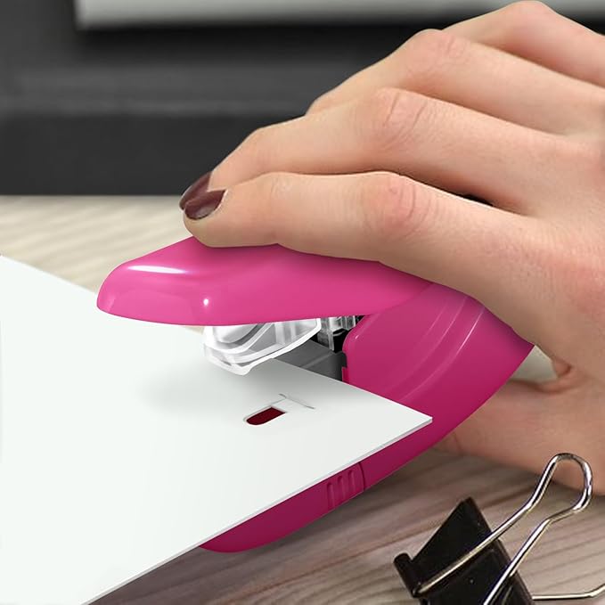 Plus Paper Clinch Staple-Free Stapler, Pink