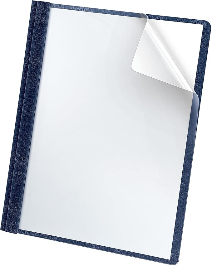 Oxford Premium Clear Front Report Cover, Letter Size, Dark Blue, 25 per box (58802EE)