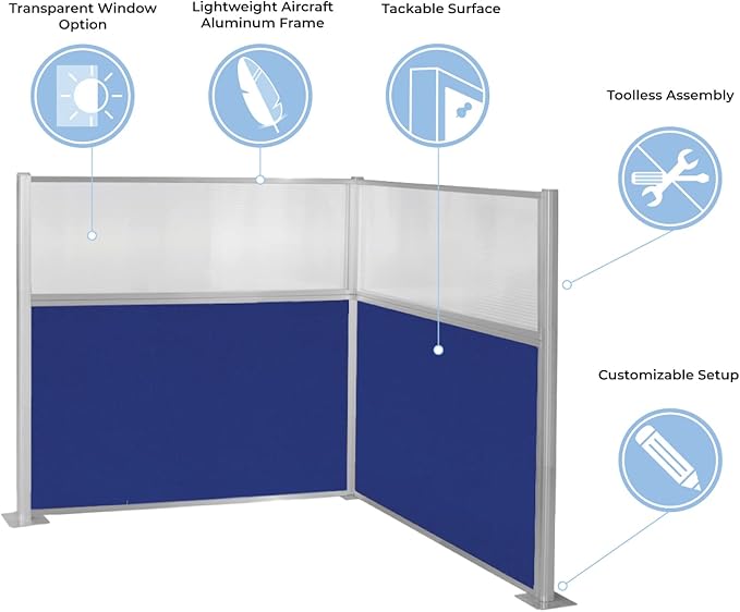 Versare Hush Panel Cubicle Kit | Workstation Partition Walls | Sound Dampening Cubicle Walls | Partitions for Desks