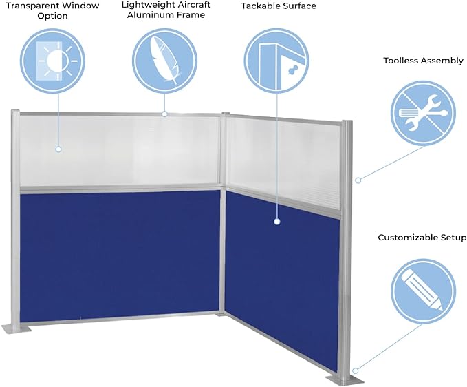 Versare Hush Panel Cubicle Kit | Workstation Partition Walls | Sound Dampening Cubicle Walls | Partitions for Desks