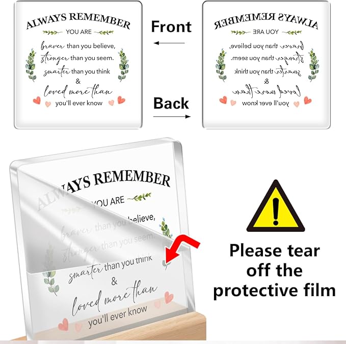 Cheer Up Gifts for Best Friend Encouragement Gifts for Coworker,Inspirational Gifts for Women,Believe Sign Office Desk Decor,Always Remember You Are Braver Gift Acrylic Plaque A338