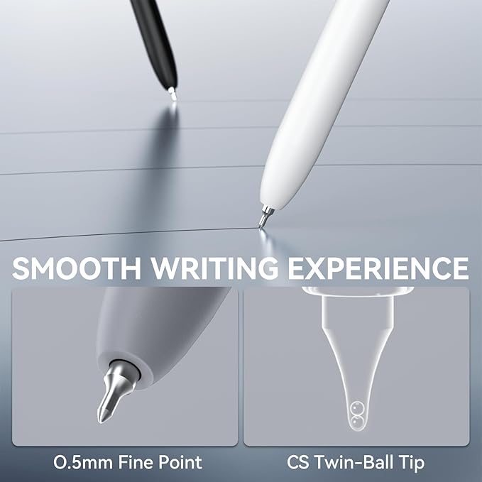 Gel Pens, 6 Pcs 0.5mm Fine Point Black Ink Pen With Smooth Writing, Office Desk Accessories, School Supplies Gifts for Men Women, Quick Dry Pens Ballpoint For Journaling, Black/Gray/White