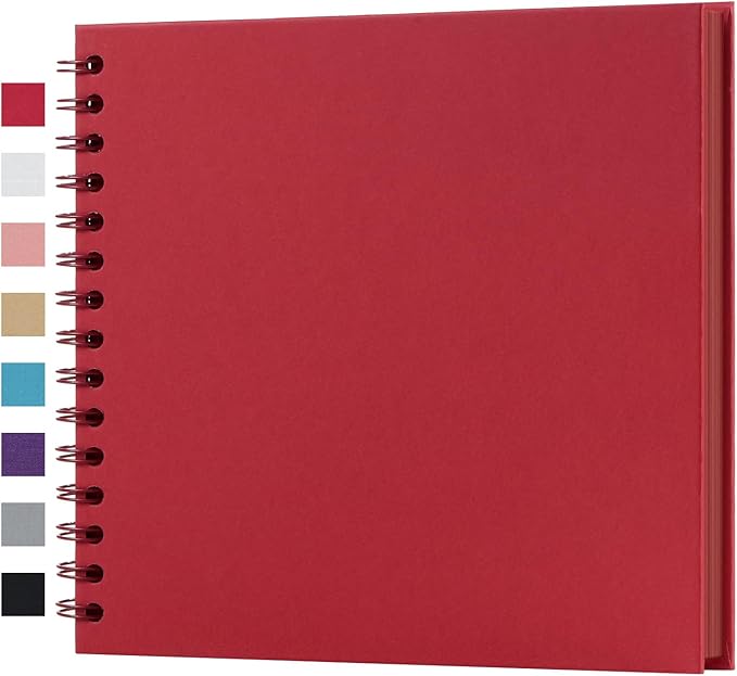 potricher 8 x 8 Inch DIY Scrapbook Album 40 Pages Hardcover Kraft Paper Scrap Book Photo Albums Memory Book for Wedding and Anniversary Family (Red, 8 Inch)