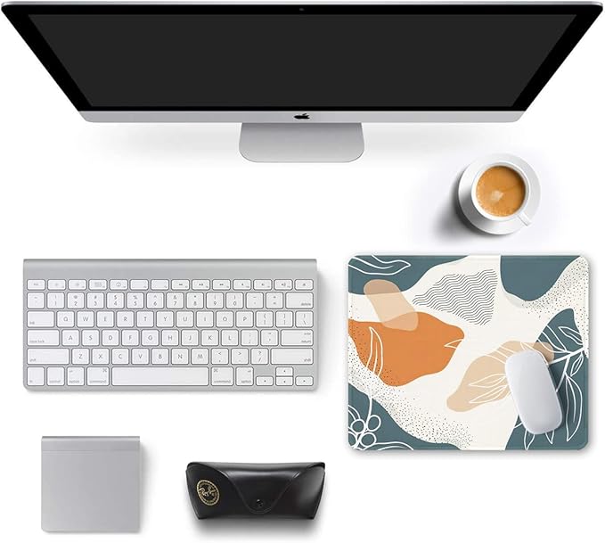 Auhoahsil Mouse Pad, 12 x 10 in Abstract Art Theme Computer Mouse Pad for Desk, Premium-Textured Non-Slip Rubber Stitched Edges Waterproof Square Mouse Mat for Gaming Work Wireless Mice, Blue