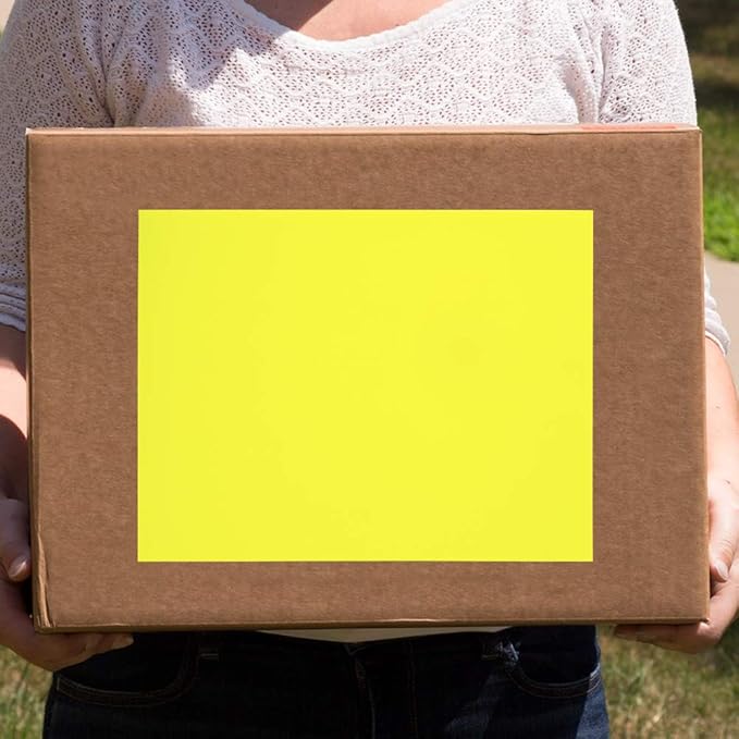 JAM PAPER Full Sheet Shipping Labels - Printable Sticker Paper - 8 1/2 x 11 - Neon Yellow - 10 Full Pages/Pack